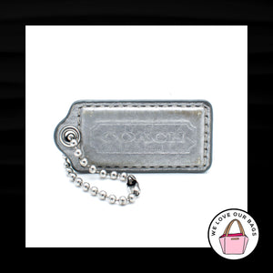 2.25" Medium COACH SILVER Leather NICKEL Key Fob Bag Charm Keychain Hang Tag