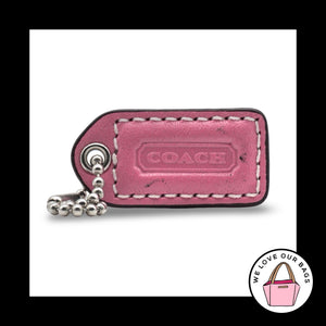 1.5" Small VINTAGE COACH Pink Leather Nickel Key Fob Bag Charm Keychain Hang Tag