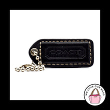 Load image into Gallery viewer, 2&quot; VINTAGE COACH Black Blue Leather Nickel Key Fob Bag Charm Keychain Hang Tag
