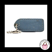 Load image into Gallery viewer, 2&quot; VINTAGE COACH Black Blue Leather Nickel Key Fob Bag Charm Keychain Hang Tag
