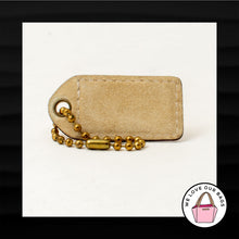 Load image into Gallery viewer, 2.5&quot; COACH SADDLE BROWN LEATHER IVORY SUEDE BRASS FOB BAG CHARM KEYCHAIN HANGTAG
