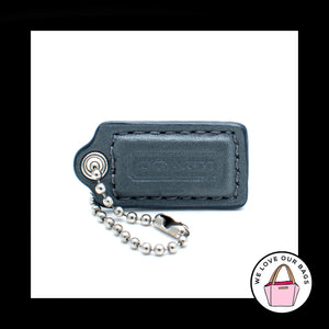1.5" Small COACH GRAY Leather Nickel KeyFob Bag Charm Keychain Hang Tag Wristlet
