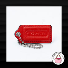 Load image into Gallery viewer, 2.5&quot; Large COACH ORANGE LEATHER NICKEL KEY FOB BAG CHARM KEYCHAIN HANG TAG
