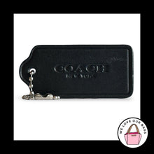 Load image into Gallery viewer, COACH HANG TAG 2.25" Black Leather Gunmetal Bag Charm Keychain Fob New York
