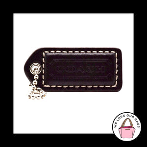 2" Y2K VINTAGE COACH Dark Brown Leather Nickel Fob Bag Charm Keychain Hang Tag