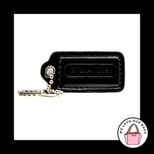 2" Medium COACH Black Patent Leather Nickel Fob Bag Charm Keychain Hang Tag