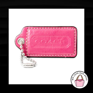 2.5" Large COACH PINK LEATHER Nickel Key Fob Bag Charm Keychain Hang Tag