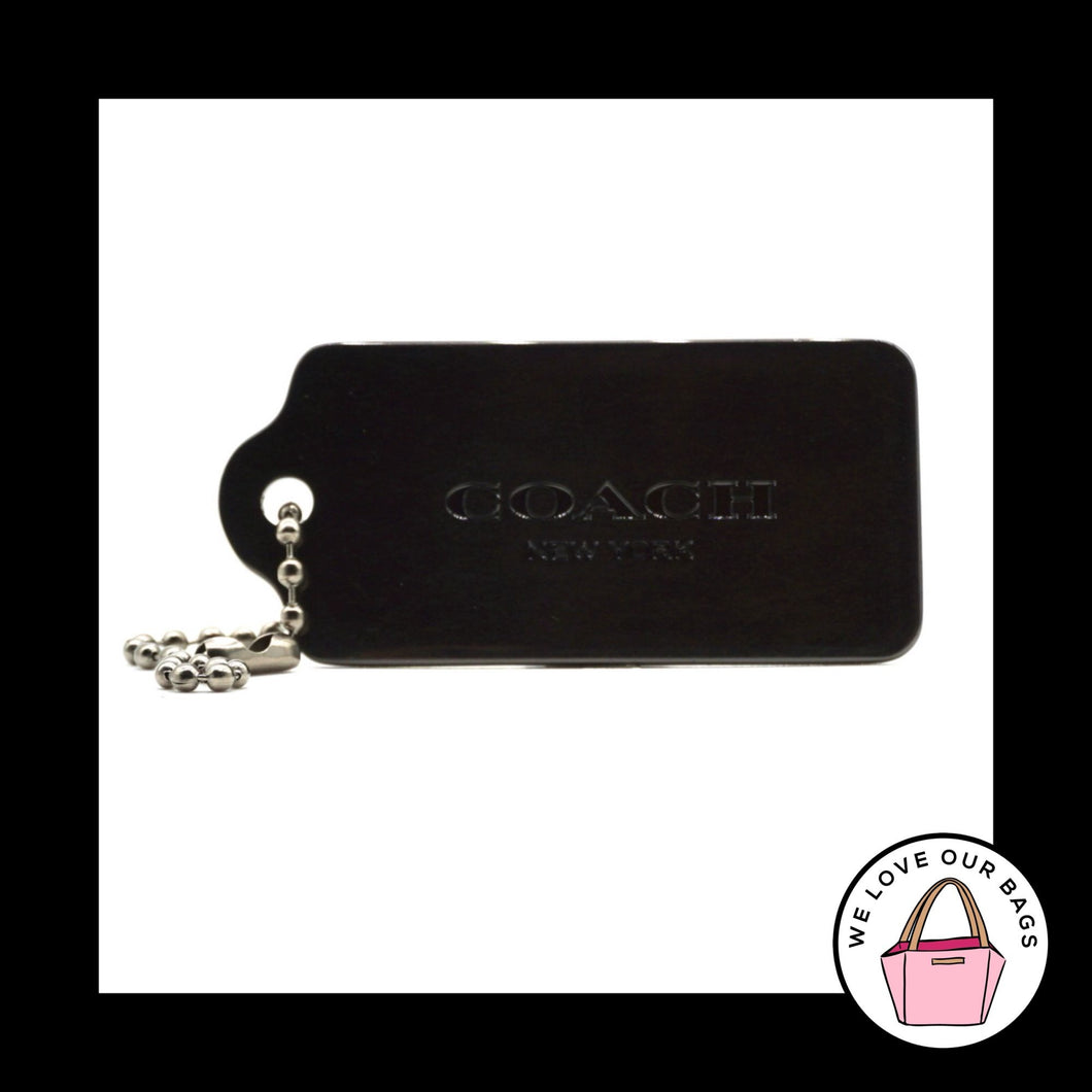 New Large COACH NEW YORK Gunmetal Gray Metal Fob Bag Charm Keychain Hang Tag