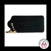 Load image into Gallery viewer, COACH HANG TAG 2.25" Black Pebbled Leather Bag Charm Keychain Fob New York Brass
