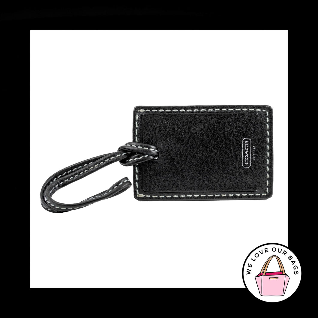 COACH Black LEATHER LUGGAGE ID Strap Loop Key Fob Bag Charm Keychain Hang Tag