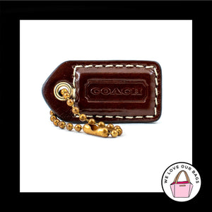 1.5" COACH Cocoa Brown Patent Leather Brass Fob Bag Charm Keychain Hang Tag