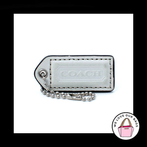 2" Medium COACH WHITE Leather Nickel Key Fob Bag Charm Keychain Hang Tag