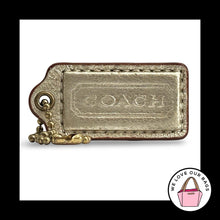 Load image into Gallery viewer, 65th Anniversary COACH HANG TAG 2" Gold Metallic Leather Bag Charm Antique Brass
