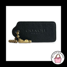 Load image into Gallery viewer, COACH HANG TAG 2" Black Leather Bag Charm Keychain Fob New York Antique Brass
