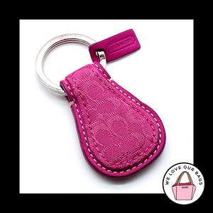 New Y2K VINTAGE COACH Teardrop Pink Signature Leather Fob Bag Charm Keychain Tag
