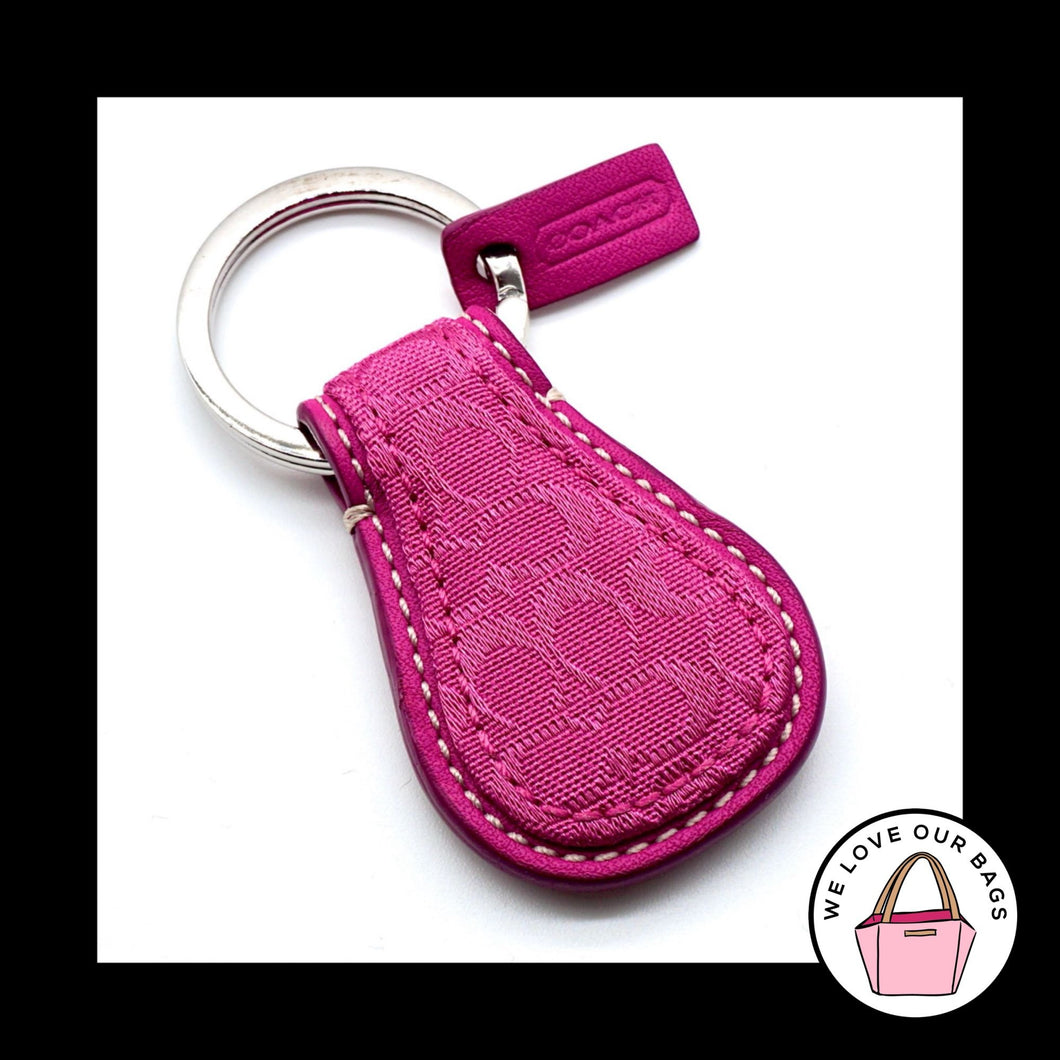 New Y2K VINTAGE COACH Teardrop Pink Signature Leather Fob Bag Charm Keychain Tag