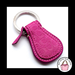 New Y2K VINTAGE COACH Teardrop Pink Signature Leather Fob Bag Charm Keychain Tag