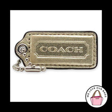 Load image into Gallery viewer, COACH HANG TAG 2.25" Light Gold Metallic Leather Bag Charm Keychain Fob Large
