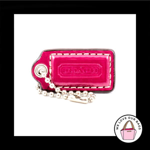 1.5" Small COACH Pink Patent LEATHER Nickel Key Fob Bag Charm Keychain Hang Tag