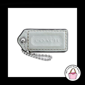 2" Medium COACH WHITE Leather Nickel Key Fob Bag Charm Keychain Hang Tag