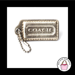 2.5" Large COACH Light Gold LEATHER Nickel Key Fob Bag Charm Keychain Hang Tag