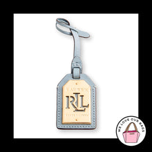 Load image into Gallery viewer, RALPH LAUREN Gold Brass Metal Blue Leather Strap Bag Charm Hang Tag Keychain Fob

