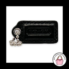 Load image into Gallery viewer, COACH HANG TAG 1.5" Black Polished Leather Bag Charm Keychain Fob Nickel Small

