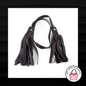BROWN DOUBLE FAUX LEATHER TASSELS LOOP STRAP KEY FOB BAG CHARM KEYCHAIN HANG TAG