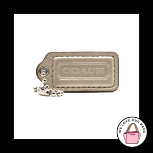 2" Medium COACH Pearl Beige Leather Nickel Key Fob Bag Charm Keychain Hang Tag