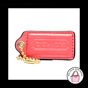 2.5" Large COACH Pink PATENT LEATHER Brass Key Fob Bag Charm Keychain Hang Tag