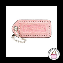 Load image into Gallery viewer, 2&quot; Medium COACH Pink Suede Leather Nickel Key Fob Bag Charm Keychain Hang Tag
