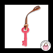 Load image into Gallery viewer, Y2K Vintage FOSSIL KEY Pink Plastic Brown Leather Strap Bag Charm Hang Tag Fob
