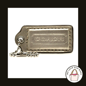 2" Medium COACH Light Gold Leather Nickel Key Fob Bag Charm Keychain Hang Tag