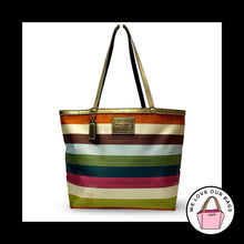 Load image into Gallery viewer, Rare COACH LEGACY 65th Anniversary Satin Stripe Tote Bag Leather Signature 11126
