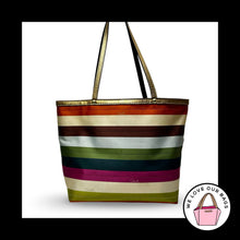 Load image into Gallery viewer, Rare COACH LEGACY 65th Anniversary Satin Stripe Tote Bag Leather Signature 11126
