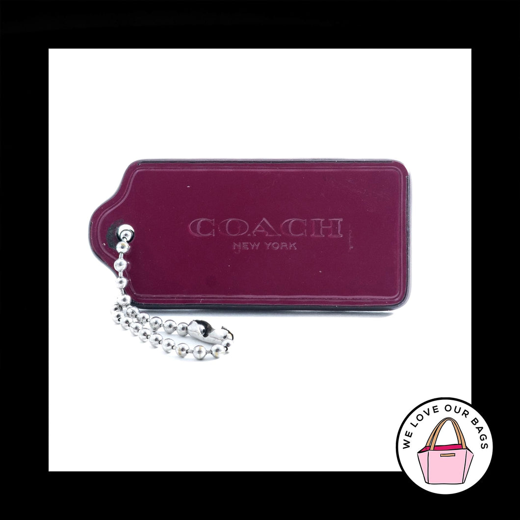 2.25 COACH NEW YORK Burgundy Wine Patent Leather Fob Bag Charm Keychain Hang Tag