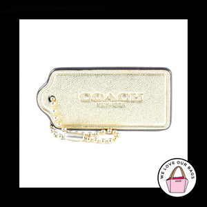 2.25" COACH NEW YORK Gold Leather Brass Key Fob Bag Charm Keychain Hang Tag