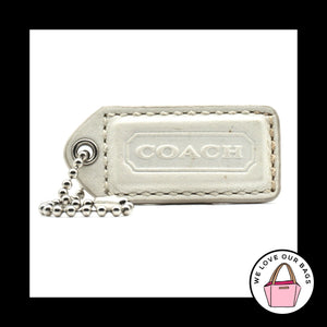 2" Medium Y2K VINTAGE COACH White Leather Nickel Fob Bag Charm Keychain Hang Tag