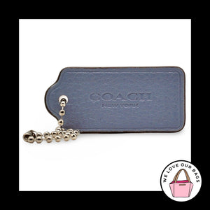2" COACH NEW YORK Blue Pebbled Leather Nickel Fob Bag Charm Keychain Hang Tag
