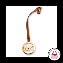 Load image into Gallery viewer, MICHAEL KORS Bag Charm Hang Tag Brown Leather Strap Gold Brass Keychain Fob

