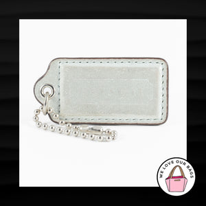 2.5" Large COACH SILVER SHIMMER LEATHER KEY FOB BAG CHARM KEYCHAIN HANG TAG