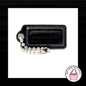 2" Medium COACH Black PATENT LEATHER Nickel Key Fob Bag Charm Keychain Hang Tag