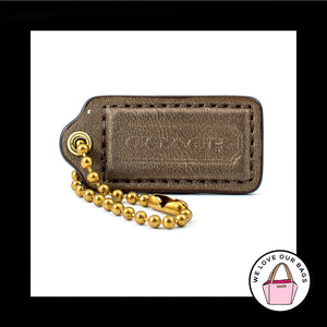 2" Medium COACH DARK GOLD Leather Brass Key Fob Bag Charm Keychain Hang Tag