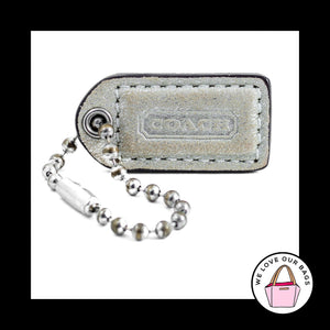 1.5" Small COACH SILVER Shimmer Leather Nickel Fob Bag Charm Keychain Hang Tag