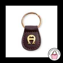 Load image into Gallery viewer, NEW Vintage ETIENNE AIGNER Keychain Burgundy Leather Brass Ring Bag Charm Fob
