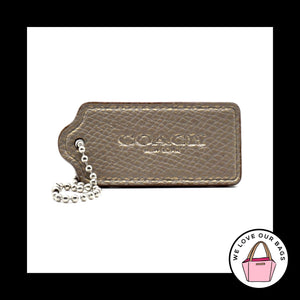 COACH NEW YORK Metallic Gold Pebbled Leather Key Fob Bag Charm Keychain Hang Tag