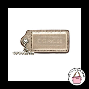 2" Medium COACH Pearl Beige Leather Nickel Key Fob Bag Charm Keychain Hang Tag
