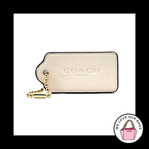 2.5" COACH NEW YORK Chalk White Pebbled Leather Fob Bag Charm Keychain Hang Tag