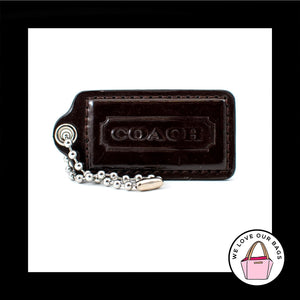 2.5" Large COACH Mahogany Brown PATENT LEATHER Fob Bag Charm Keychain Hang Tag