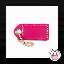 Load image into Gallery viewer, 2.5&quot; Large COACH HOT PINK LEATHER BRASS KEY FOB BAG CHARM KEYCHAIN HANG TAG
